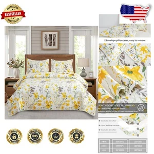 3-Piece Reversible Floral Quilt Set - Lightweight Full/Queen Bedding Collection - Picture 1 of 9