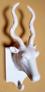 Animal Hook White Faux Head Ceramic 3D Mount Wall Art Ready To Paint Home Decor - Picture 1 of 7