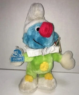 Vintage 1983 Wallace Berrie Peyo Smurfs, Smurf Clown Plush Stuffed W/Tags, 4750 - Image 1 of 4