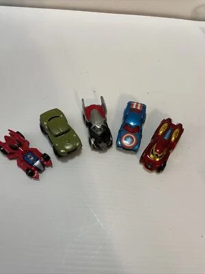 5 Pcs Cartoon Cars Toy Iron Man Cartoon Captain America Spiderman Etc - Image 1 of 4