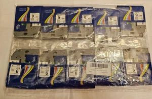 10 Pack - For Brother P-Touch TZc-221  9 mm Black On White Laminated Label Tape - Picture 1 of 3