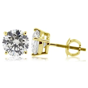 1.0 CT NATURAL DIAMONDS G/SI1 ROUND CUT 14K YELLOW GOLD FOUR-PRONG CLASSIC STUDS - Picture 1 of 5
