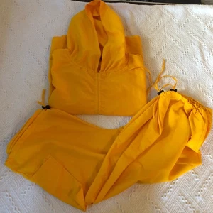 Rare VTG 90s Animale Yellow Nylon Sailing Windsuit Set Hooded Vest Pants L/XL - Picture 1 of 11