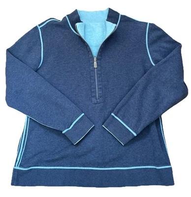 Tommy Bahama Womens Sweatshirt Quarter Zip Sweater Blue Size Medium - Image 1 of 4