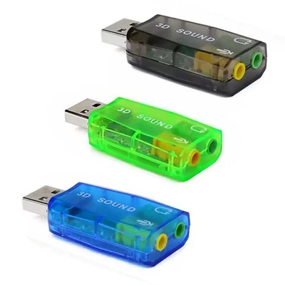 USB to Mic 3.5mm External 3D Audio Sound Card Adaptor 5.1Ch for PC Laptop Mac - Image 1 of 4