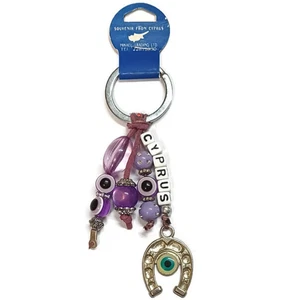 💥ZYPERN VIEL GLÜCK SCHLÜSSELANHÄNGER Ring blaues Auge Hufeisen Perlen Amulett Souvenir - Bild 1 von 9