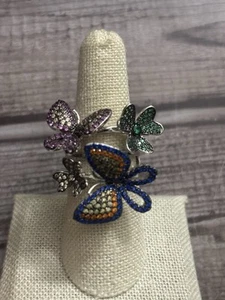 Anillo mariposa 3D plata de ley multicolor talla 7 - Imagen 1 de 6