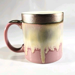 Potters Corner Reaktive Glasur Tropf Dip Dye Kaffeebecher 16 Unzen Rosa Schillernd - Bild 1 von 6