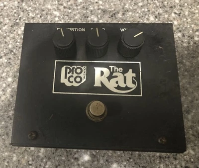 Pedal de distorsión de rata Pro Co vintage estuche grande usado clásico 1980 blanco Foto 1 de 4