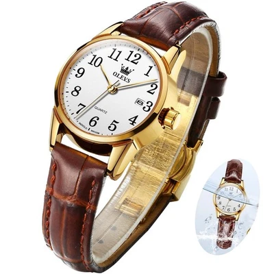 OLEVS Elegant Women's Watch Brown Leather Chronograph Watches for Women Mediu... - Image 1 of 4