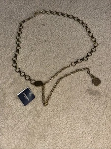 Liz Claiborne New York Silver Skinny Chain Belt with Logo Hook XL NWT - Picture 1 of 4