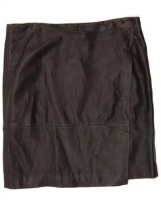 MANGO Womens Leather Skirt US 12 Large W36 Black CF04 - Picture 1 of 3