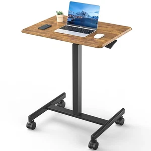 Small Standing Desk on Wheels Sit to Stand Mobile Portable Rolling Laptop PC ... - Picture 1 of 2