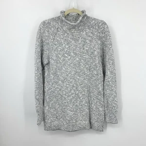 LL Bean Damen Größe Medium HOCH Pullover blau Baumwolle Ragg Strick Trichterausschnitt Pulli - Bild 1 von 8