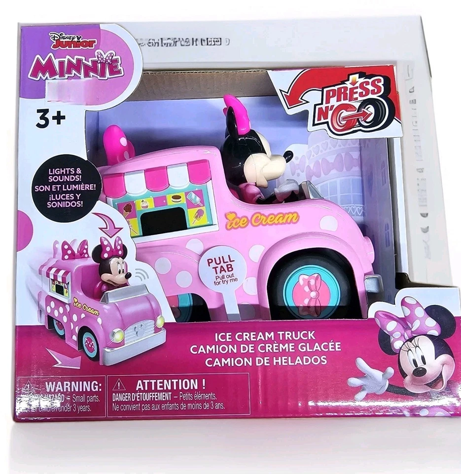 Disney Junior Minnie Mouse Press And Go Мороженое Грузовик Игрушечный Автомобиль Новый  - Изображение 1 из 3