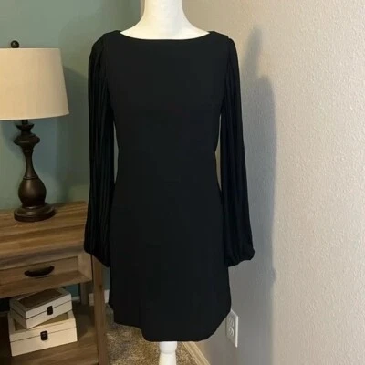 WHBM Black Pleated Sleeve Shift Dress Size 00 - Image 1 of 4