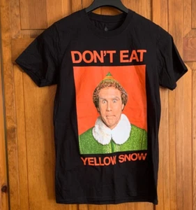 Buddy The Elf Black "Don't Eat Yellow Snow" Cotton T-Shirt Adult Tag Size S - Picture 1 of 3