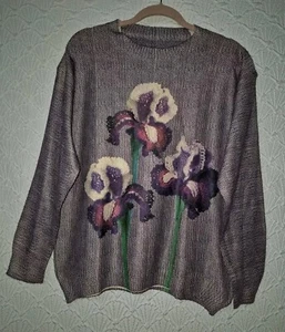 Womens Lightweight Sweater Unbranded L Purple With Beautiful Iris's Good Cond - Imagen 1 de 7