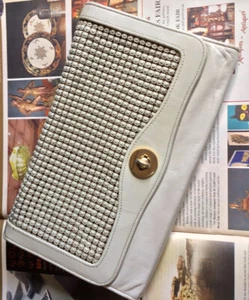 Vintage OROTON Metal Mesh Evening Clutch Bag Leather Gold Twist Lock RARE - Picture 1 of 19