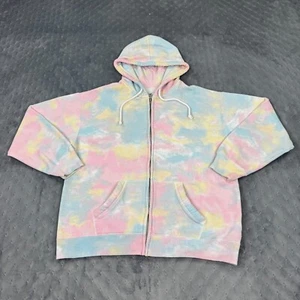 Hollister Sweater Mens Small Pink Yellow Tie Dye Hooded Sweatshirt Full Zip Y2K - Picture 1 of 13