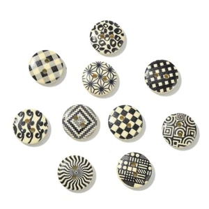 100pcs 2-Hole Button Wood Buttons Black Grid Printed for DIY Sewing Cloth Crafts - Picture 1 of 8