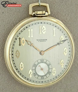 Reloj de bolsillo vintage 1936 Waltham Colonial Riverside enchapado en oro 10k - Imagen 1 de 4