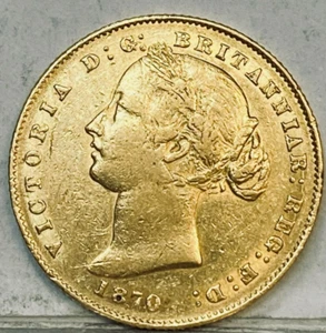 AUSTRALIA 1870 S GOLD SYDNEY SOVEREIGN LOW MINT KEY DATE RARE HIGH GRADE #10 - Imagen 1 de 2