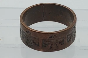 NATIVE AMERICAN ART SOLID COPPER MARK RING SOUTHWEST THUNDER BIRDS 1829 - Picture 1 of 4