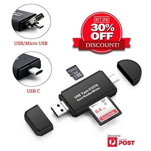 Micro SD Card Reader CF/SD/TF Card Adapter to USB Type C/A Micro USB Converter - Picture 1 of 10