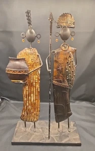 Metal Decoración Hogar África Tribal Hombre y Mujer Guerreros 19" Cultura Arte - Imagen 1 de 9