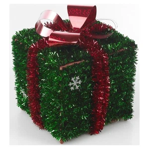 Decorative 3D Tinsel Christmas Green Boxes Santa Parcels Under The Tree Decor - Picture 1 of 2