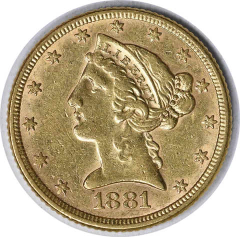 1881 $5 Gold Liberty Head AU Uncertified #1014 Cover