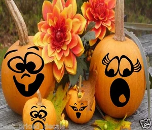 Pumpkin Faces QTY 12 ~ Halloween Wall or Window Decal - Picture 1 of 5