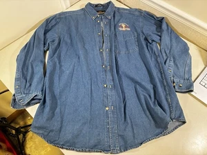 Yellowstone National Park General Stores 2XL Old Faithful Logo Blue Jean Jacket - Picture 1 of 8