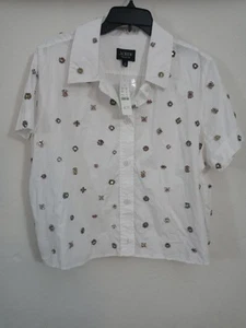 Neu JCREW Collection Gamine Jewel Hemd - weiß 198 $ BZ084 neu mit Etikett Größe 18 - Bild 1 von 4