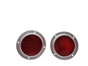 2 pc Vintage Grote Red Metal Round Light Reflectors 1040 Railroad Marker - NOS - Picture 1 of 3