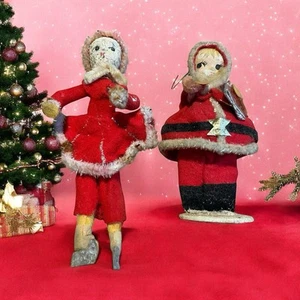 Delta Novelty Co Christmas Ornaments Set Of 2 VTG Felt Skater And Santa - Picture 1 of 4