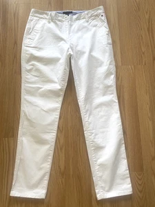 Tommy Hilfiger Cropped Pants Women 8 White Straight Leg Mid Rise Stretch - Picture 1 of 6