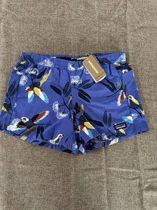 🦜New Rare Patagonia Tropical Bird Youth Large (12) Girls Shorts YL Blue Parrots - Picture 1 of 6