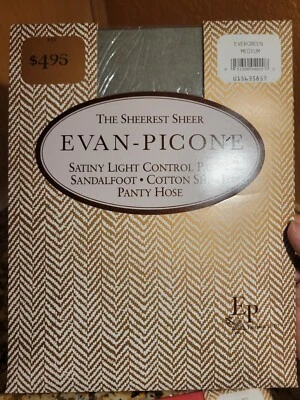 Evan Picone Sheerest Sheer Control Top EVERGREEN  Pantyhose Sandalfoot Size M - Image 1 of 2