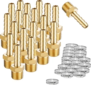20 Pcs Brass Hose Barb Fittings, 3/4 NPT to 5/8 Barb, Male Thread Hose Barb Adap - Picture 1 of 12