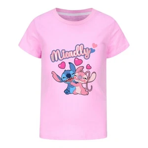 Girls Lilo&Stitch Cartoon Anime T-Shirts Summer Casual Shirt Tops Kids Tees - Picture 1 of 22