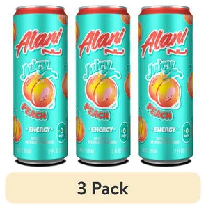 (3 pack) Alani Nu Sugar-Free Energy Drink, Juicy Peach, 12 fl oz Can - Picture 1 of 7