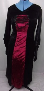 Adult Black Womens Vampire Mistress Gown Dress Size S Red Strip - Picture 1 of 4