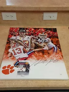 Tela personalizzata firmata Hunter Renfrow Clemson Tigers 16x20 Oakland Raiders NFL JSA - Foto 1 di 5