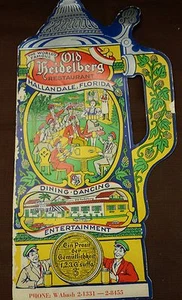 50s Old Heidelberg Restaurant Menu- Die Cut Beer Stein-Hallandale FL - Lowenbrau - Picture 1 of 6