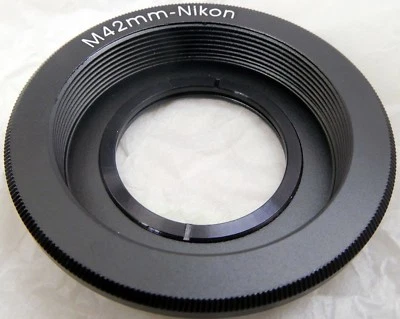 M42 Pentax screw mount Lens to Nikon F Ai-s Camera adapter Ring w Glass Infinity - Image 1 of 4