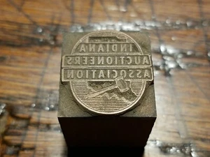 Bloque de impresión tipográfica vintage logotipo publicitario-Culo de subastadores de Indiana.-B2 - Imagen 1 de 7