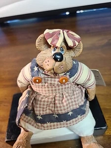Vintage Russ Berrie Country Folks Bearsy Ross Patriotic Bear Shelf Sitter - Picture 1 of 13
