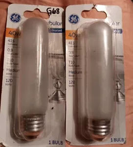 2 GE 40W Frosted T10 Medium Base Bulbs - Picture 1 of 2